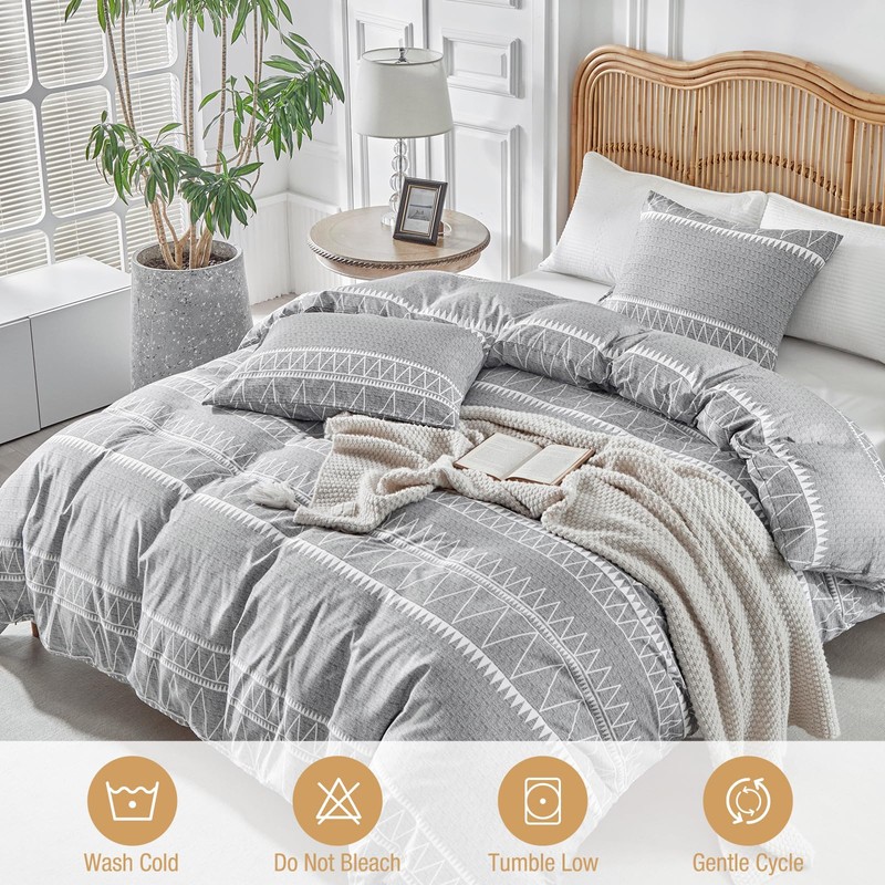 Lekesky Grey Single Duvet Cover Set Bedding Sets - Bohemian