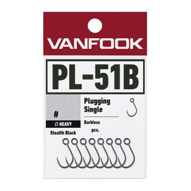 Vanfook PL-51B Plugging, Single Heavy Barbless, Pack of 12, Stealth Black #10