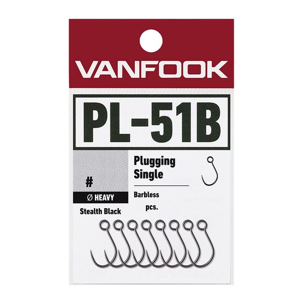 Vanfook PL-51B Plugging, Single Heavy Barbless, Pack of 12, Stealth