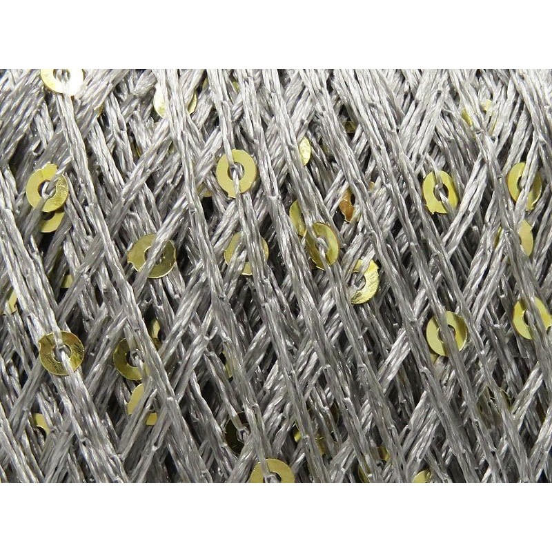 Petite Paillette Grey with Gold Mini Sequins Yarn - 50