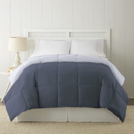 Modern Threads Down Alternative Microfiber Quilted Reversible Comforter & Duvet Insert - Soft, Comfortable Alternative to Goose Down - Bedding for All Seasons Denim/Cloud Twin