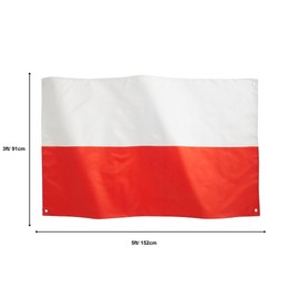 Runesol Poland National Flag 3x5, 91x152cm, Polska Flaga 4 Grommets, Brass Eyelet in Every Corner, Poland Banner, Premium Flags, Waterproof, Inside, Outside, Epiphany, Constitution Day