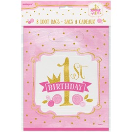 Pink and Gold Girls 1st Birthday Goodie Bags, 8ct