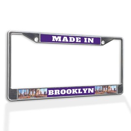 Fastasticdeals Metal Insert License Plate Frame Made in Brooklyn A Weatherproof Car Accessories Chrome 2 Holes Solid Insert