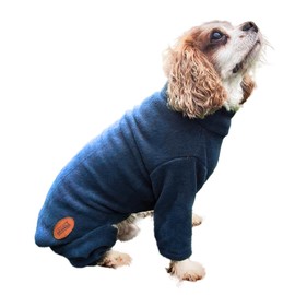 HugglePets Legacy Polar Fleece Dog Jumper (Navy Blue - Extra Large 65cm) 100% Polyester Water-Resistant Microfleece with Underbelly & Leg Protection. Full Body Warm Dog Coats.