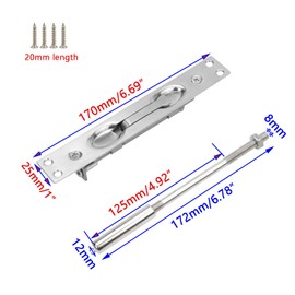 LC LICTOP Brushed Stainless Steel Lever Extension Flush Bolt for Fire-Rated Swinging Hollow Metal Doors 6.7 INCH 2Set