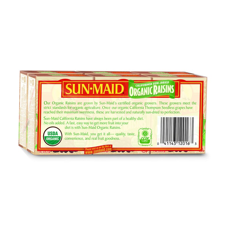 Sun-Maid Natural Raisins, 6 Count (Organic, Pack - 1)