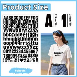 1044 Pcs Iron on Letters 6 Sheets Iron on Letters and Numbers for Clothing Small 1 Inch Heat Transfer Letter A-Z PU Alphabet Stickers for T-Shirts Jerseys Fabric Hats DIY Crafts (Black)
