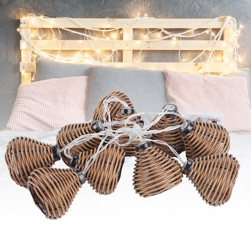 10Pcs Rattan Lamps String Lights LED Rattan Balls Fairy Lights