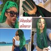Pre-Stretched Braiding Hair Extensions Green Braiding hair 26 inch 3