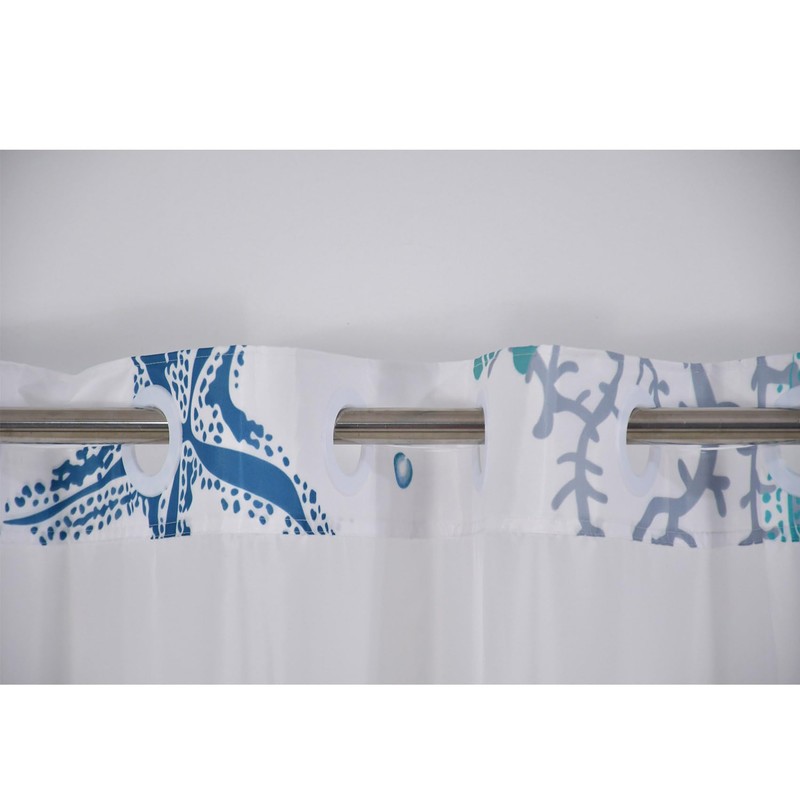 Yanutan No Hook Shower Curtain,Ocean Theme Double-Layered Shower Curtain with