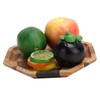 Grid Pattern Wood Plate Fruit Dishes Holder Tea Tray Dessert