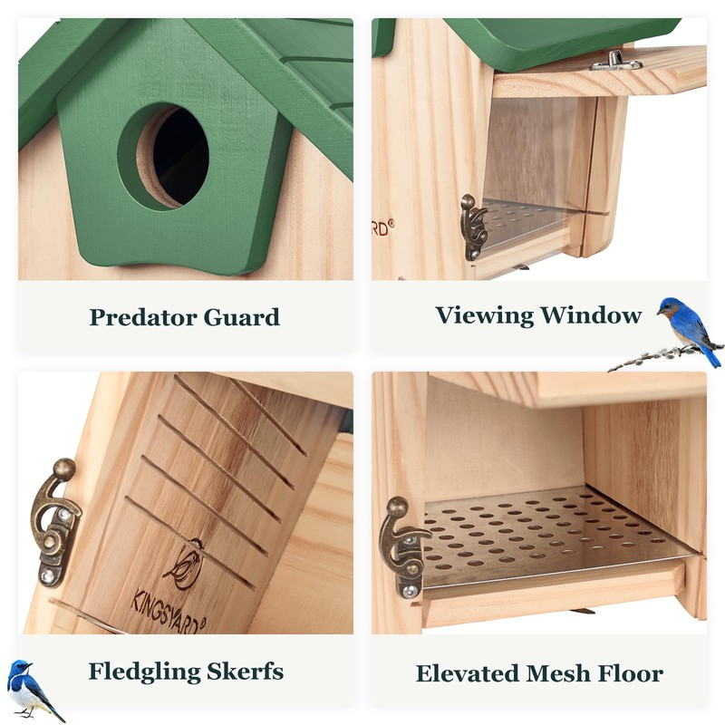 Kingsyard Blue Bird House for Outside - Cedar Wood Nesting