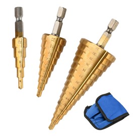 CENBEN 3PCS HSS Step Drill Bits Hex Shank, High Speed Spiral Cone Cutters for Metal, Cone Drill Bit Step Bits for Sheet Metal, Stainless Steel, Aluminum, Wood, Plastic(4-12mm, 4-20mm and 4-32mm)