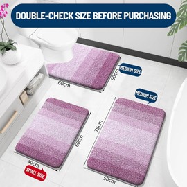 smiry Microfiber U-Shape Toilet Mat, Non-Slip Shaggy Soft Pedestal Mat for Bathroom, Water Absorbent bath mat, 50 x 60 cm, Lilac