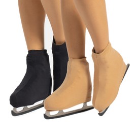 CALZITALY Skate Covers, Women's & Girls' Roller & Ice Skating Wear, 70 DEN, Skin+Black, 10-13, Made In Italy