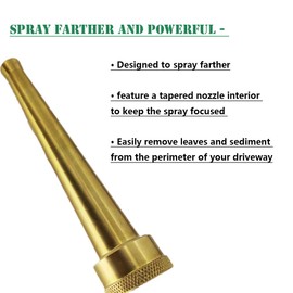 KOMANDE 6" Garden Water Hose Nozzle for Yard - Heavy Duty Solid Brass PowerBlast Super Sweeper High Pressure 3/4 Inch GHT Thread Inlet - for Cleaning Driveway, Pool, Kennel and Car