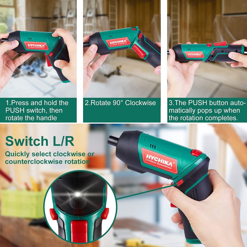 Electric Screwdriver, 6N·m and 2000mAh HYCHIKA 3.6V Cordless Screwdriver with