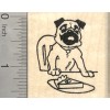 RubberHedgehog Thanksgiving Pug Rubber Stamp, Dog with Pumpkin Pie E26417