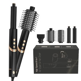 8-in-1 Hot Air Styler&Hair Dryer Brush, Powerful Multi-Styler with Auto-Wrap Curler with Storage Case, Fast Drying Curling Straightening Volumizing Without Heat Damage