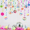 36 Count 60's Hippie Theme Party Foil Swirl Decorations, 60s