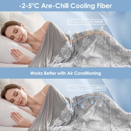 VK VK·LIVING Cooling Blanket for Hot Sleepers Breathable Summer Blankets Q-Max 0.5 Arc-Chill Cooling Thin Blankets for Night Sweats, Lightweight Double Sides Cooling Blankets (Twin 60"x80", LightGrey)