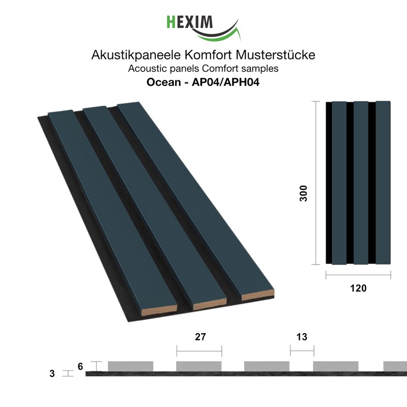 HEXIM Acoustic Panels Sample Piece - Flexible Slat Wall, Wood