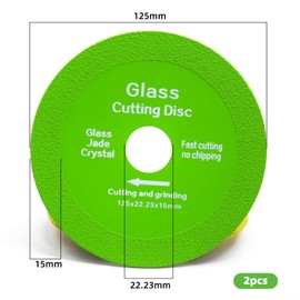 Pack of 2 Glass Cutting Discs 125, Flex Discs Glass Cutting Disc, Glass Grinding, 125 x 15 x 22.23 mm Glass Cutting Disc, Angle Grinder Discs for Thick Glass, Ceramic, Marble Cutting