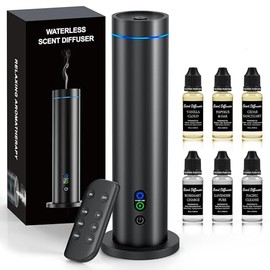 Waterless Diffuser, 1000 Sq.Ft Coverage, Essential Oil Diffuser– Plug-in Only, Remote Control, Adjustable Mist Mode, Mood Lights Aromatherapy Diffuser for Home, Large Room, Office, Hotel, Black