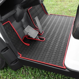 Golf Cart Mat for Yamha Drive 2 Mat, Laser-Measured Full Coverage Floor Liner Mat,Fits Yamaha Drive2 Models Only (2017-2022) & UMAX Rally 4x4, Natual Rubber Nonslip Back Red