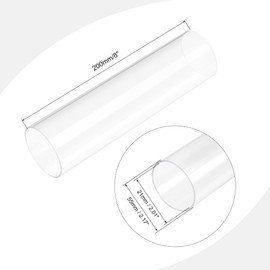 sourcing map Acrylic Pipe Rigid Round Tube Clear 51mm ID 55mm OD 200mm for Lamps and Lanterns,Water Cooling System