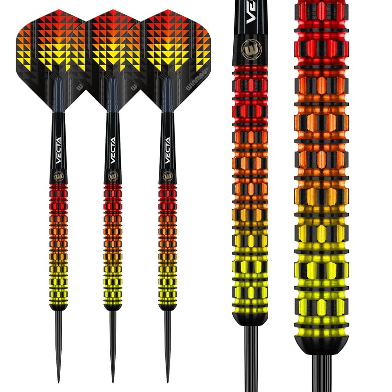 WINMAU Firestorm Flame 24 Gram Professional Tungsten Darts Set with