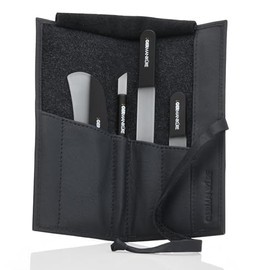GERmanikure Set de Limas de Uñas de Cristal Negro en Estuche de Piel Negra – Hecho A Mano en La República Checa – Artículos Profesionales para Manicur