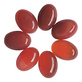 Manekieko 7 Pcs Natural Carnelian Oval Cabochons Flatback Crystal Stone Gemstones Beads for Jewelry Making DIY,18x13mm
