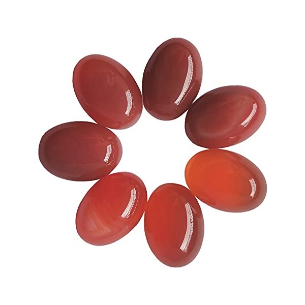 Manekieko 7 Pcs Natural Carnelian Oval Cabochons Flatback Crystal Stone