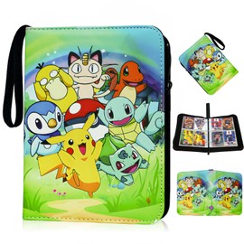 Freyauga Trading Card Album, 4 Pockets Cards Scrapbook Collector's Book with Zip Carry Handle, 50 Pages for 400 Cards, Waterproof 3-Ring Cards Book Folder Book Folder