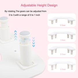 Arm Rest for Nails Tech with Nail Table Mat,Adjustable Base U-shaped Manicure Nail Hand Rest Stand Pillow Cushion for Acrylic Nail Art Tech(White)