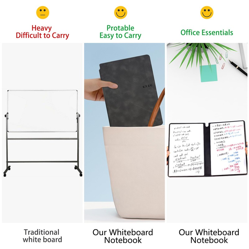 Marte Vanci Whiteboard Notebook Reusable Dry Erase Whiteboard with Pen