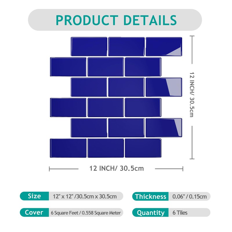 VEELIKE Subway Tile Peel and Stick Backsplash for Kitchen Royal
