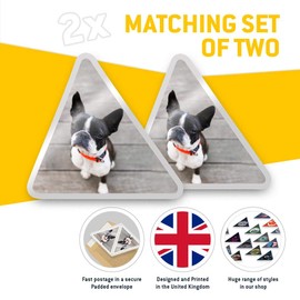 2 x Triangle Stickers 10 cm - Boston Terrier Dog Puppy Fun Decals for Laptops,Tablets,Luggage,Scrap Booking,Fridges #16614