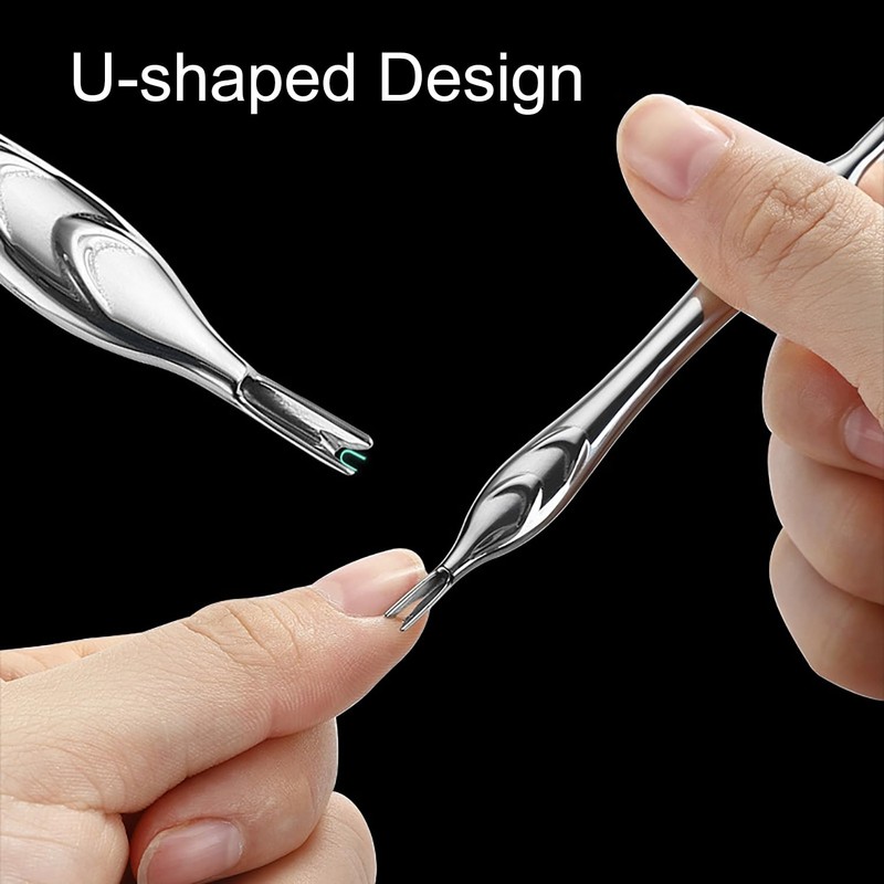 EUZUXU Cuticle Pusher Stainless Steel, 2-in-1 Cuticle Trimmer Nail Care