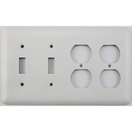 Classic Accents Rounded White Switch Plates - (4 Gang Combo - 2 Toggle Switch 2 Duplex Outlet)