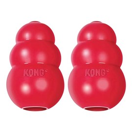 KONG Classic Stuffable Dog Toy - Fetch & Chew Toy for Dogs - Treat-Filling Capabilities & Erratic Bounce for Extended Play Time - Durable Natural Rubber Material - for Large Dogs (Pack of 2)