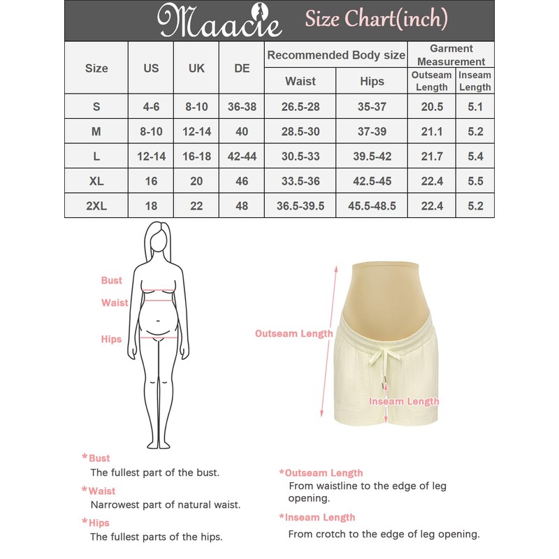 Maacie - Pantalones cortos de algodón para maternidad con cordón