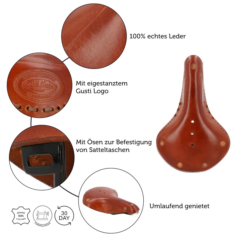 Gusti Eloi M. Genuine Leather Bicycle Saddle Vintage Retro Saddle