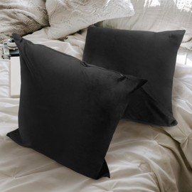 Betadistor Black cushion covers 2 Pack, Velvet Soft Decorative Throw Pillow Covers 45x45 cm Cushion Covers 18x18 Inch Cushion Case Square Pillowcases for Couch Sofa Living Room, Black, 516-0330