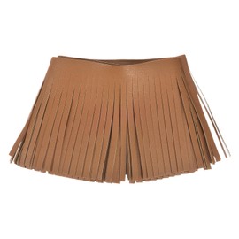 QUARKZMAN 1 Yard 4 Inch Faux Leather Fringe Trim Double Sided Leather Sewing Tassel Fringe for DIY Sewing Dress Craft Skirt Decoration, Brown