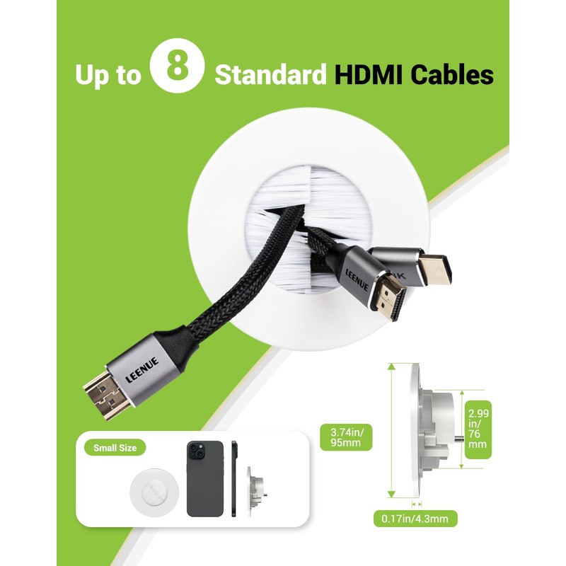 LEENUE TV Cable Hider for Wall Mounted TV, Slim Round