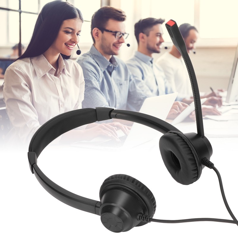 RJ9 Phone Headset Built in HD Microphone Binaural Office Headset