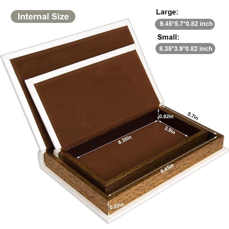 Decorative Books with White Faux Leather,Decorative Book Box for Home